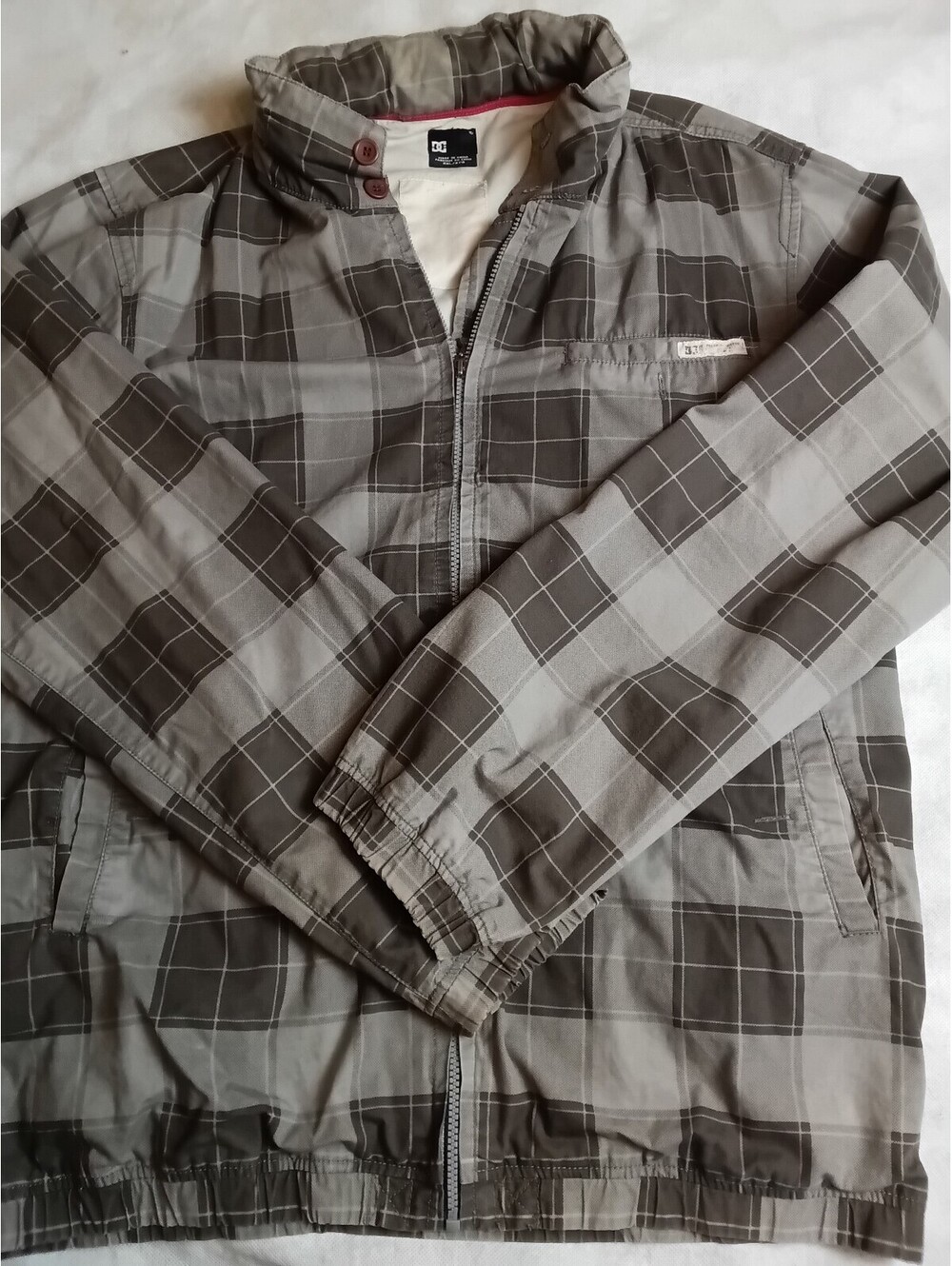 Vintage Y2K DC Shoes Plaid Jacket XXL Full Zip Concealed Hood